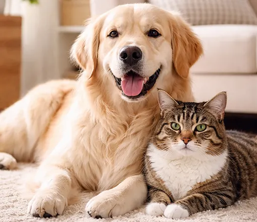 Dog and Cat sitting together